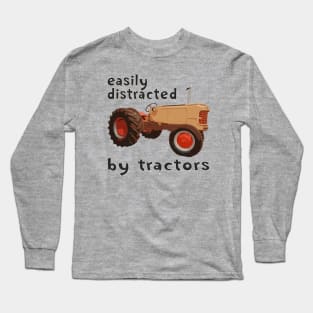 retro easily distracted by tractors Long Sleeve T-Shirt